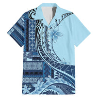 Samoa Siapo Mamanu Family Matching Mermaid Dress and Hawaiian Shirt Plumeria Navy Blue Motifs LT7 Dad's Shirt - Short Sleeve Blue - Polynesian Pride