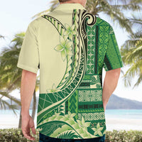 Samoa Siapo Mamanu Hawaiian Shirt Plumeria Emerald Motifs