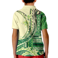 Samoa Siapo Mamanu Kid Polo Shirt Plumeria Emerald Motifs