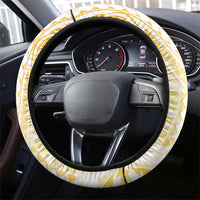 Samoa Siapo Mamanu Steering Wheel Cover Plumeria Fancy Gold Motifs