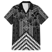 Aotearoa Taniko Pattern Family Matching Short Sleeve Bodycon Dress and Hawaiian Shirt Poutama Mix Kowhai Flowers LT7 Dad's Shirt - Short Sleeve Grey - Polynesian Pride
