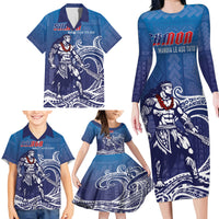 Samoa Manuia le Aso Tuto'atasi Siapo Motif Family Matching Long Sleeve Bodycon Dress and Hawaiian Shirt Warrior with Nifo Oti LT7 - Polynesian Pride