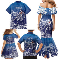 Samoa Manuia le Aso Tuto'atasi Siapo Motif Family Matching Mermaid Dress and Hawaiian Shirt Warrior with Nifo Oti LT7 - Polynesian Pride
