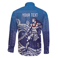 Samoa Manuia le Aso Tuto'atasi Siapo Motif Family Matching Off Shoulder Maxi Dress and Hawaiian Shirt Warrior with Nifo Oti LT7 - Polynesian Pride