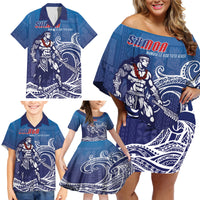 Samoa Manuia le Aso Tuto'atasi Siapo Motif Family Matching Off Shoulder Short Dress and Hawaiian Shirt Warrior with Nifo Oti LT7 - Polynesian Pride