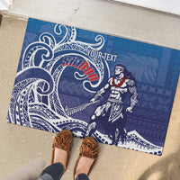 Samoa Manuia le Aso Tuto'atasi Siapo Motif Rubber Doormat Warrior with Nifo Oti