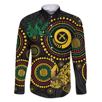 Vanuatu Personalized Aboriginal Arts Family Matching Mermaid Dress and Hawaiian Shirt Turtle and Iguana Special - Polynesian Pride