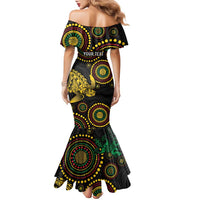 Vanuatu Personalized Aboriginal Arts Family Matching Mermaid Dress and Hawaiian Shirt Turtle and Iguana Special - Polynesian Pride