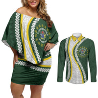 Cook Islands Rugby Personalized Avaiki Couples Matching Off Shoulder Short Dress and Long Sleeve Button Shirt GO Kuki
