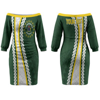 Cook Islands Rugby Personalized Avaiki Couples Matching Off The Shoulder Long Sleeve Dress and Hawaiian Shirt GO Kuki