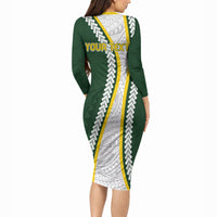 Cook Islands Rugby Personalized Avaiki Long Sleeve Bodycon Dress GO Kuki