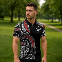 New Zealand Darts Personalized Hei Manaia Zipper Polo Shirt Classic Kowhaiwhai