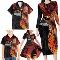 Papua New Guinea Personalised Family Matching Long Sleeve Bodycon Dress and Hawaiian Shirt Grunge Style 49th Independence Anni LT7 - Polynesian Pride