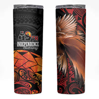 Papua New Guinea Skinny Tumbler Grunge Style 49th Independence Anni LT7 Black Red - Polynesian Pride