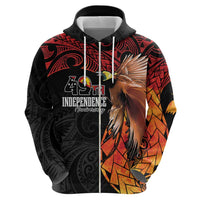 Papua New Guinea Personalised Zip Hoodie Grunge Style 49th Independence Anni