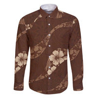 Aloha Hawaii Floral Tapa Family Matching Off Shoulder Maxi Dress and Hawaiian Shirt Patchwork Mocha - Polynesian Pride