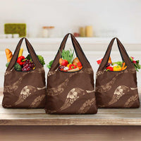 Aloha Hawaii Floral Tapa Grocery Bag Patchwork Mocha - Polynesian Pride