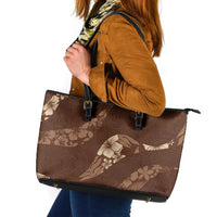 Aloha Hawaii Floral Tapa Leather Tote Bag Patchwork Mocha - Polynesian Pride