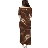 Aloha Hawaii Floral Tapa Puletasi Patchwork Mocha - Polynesian Pride