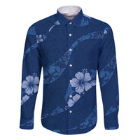 Aloha Hawaii Floral Tapa Family Matching Off Shoulder Maxi Dress and Hawaiian Shirt Patchwork Navy - Polynesian Pride