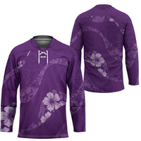 Aloha Hawaii Floral Tapa Hockey Jersey Patchwork Violet - Polynesian Pride
