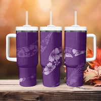 Aloha Hawaii Floral Tapa Tumbler With Handle Patchwork Violet - Polynesian Pride