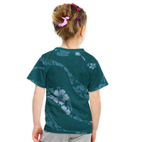 Aloha Hawaii Floral Tapa Kid T Shirt Patchwork Teal - Polynesian Pride