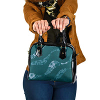 Aloha Hawaii Floral Tapa Shoulder Handbag Patchwork Teal - Polynesian Pride