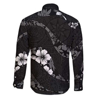 Aloha Hawaii Floral Tapa Family Matching Short Sleeve Bodycon Dress and Hawaiian Shirt Patchwork Charcoal - Polynesian Pride