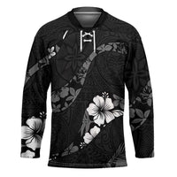 Aloha Hawaii Floral Tapa Hockey Jersey Patchwork Charcoal - Polynesian Pride