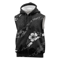 Aloha Hawaii Floral Tapa Sleeveless Zip Hoodie Patchwork Charcoal LT7