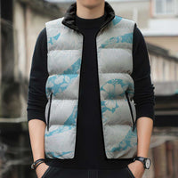 Aloha Hawaii Floral Tapa Sleeveless Puffer Jacket Patchwork Turquoise - Polynesian Pride