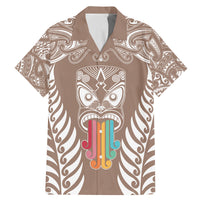 Personalised Kia Kaha Te Reo Maori Family Matching Mermaid Dress and Hawaiian Shirt Hei Tiki Mix Koru - Brown LT7 Dad's Shirt - Short Sleeve Brown - Polynesian Pride