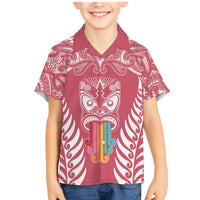 Personalised Kia Kaha Te Reo Maori Family Matching Mermaid Dress and Hawaiian Shirt Hei Tiki Mix Koru - Pink LT7 Son's Shirt Pink - Polynesian Pride