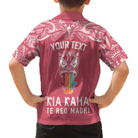 Personalised Kia Kaha Te Reo Maori Family Matching Short Sleeve Bodycon Dress and Hawaiian Shirt Hei Tiki Mix Koru - Pink LT7 - Polynesian Pride