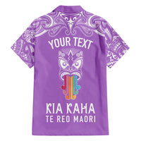 Personalised Kia Kaha Te Reo Maori Family Matching Long Sleeve Bodycon Dress and Hawaiian Shirt Hei Tiki Mix Koru - Purple LT7 - Polynesian Pride