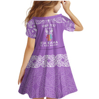Personalised Kia Kaha Te Reo Maori Family Matching Mermaid Dress and Hawaiian Shirt Hei Tiki Mix Koru - Purple LT7 - Polynesian Pride