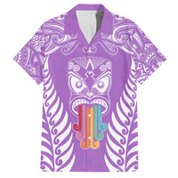 Personalised Kia Kaha Te Reo Maori Family Matching Summer Maxi Dress and Hawaiian Shirt Hei Tiki Mix Koru - Purple LT7 Dad's Shirt - Short Sleeve Purple - Polynesian Pride