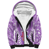Personalised Kia Kaha Te Reo Maori Sherpa Hoodie Hei Tiki Mix Koru - Purple LT7 Unisex Purple - Polynesian Pride