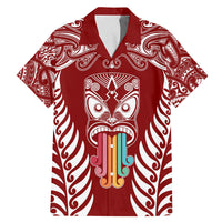 Personalised Kia Kaha Te Reo Maori Family Matching Mermaid Dress and Hawaiian Shirt Hei Tiki Mix Koru - Red LT7 Dad's Shirt - Short Sleeve Red - Polynesian Pride