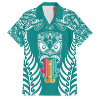 Personalised Kia Kaha Te Reo Maori Family Matching Short Sleeve Bodycon Dress and Hawaiian Shirt Hei Tiki Mix Koru - Teal LT7 Dad's Shirt - Short Sleeve Teal - Polynesian Pride
