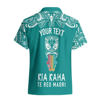 Personalised Kia Kaha Te Reo Maori Hawaiian Shirt Hei Tiki Mix Koru - Teal LT7 - Polynesian Pride