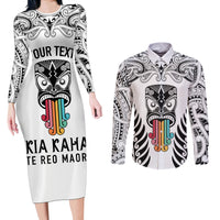 personalised-kia-kaha-te-reo-maori-couples-matching-long-sleeve-bodycon-dress-and-long-sleeve-button-shirts-hei-tiki-mix-koru-white