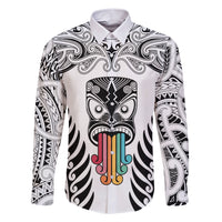 Personalised Kia Kaha Te Reo Maori Family Matching Short Sleeve Bodycon Dress and Hawaiian Shirt Hei Tiki Mix Koru - White LT7 Dad's Shirt - Long Sleeve White - Polynesian Pride