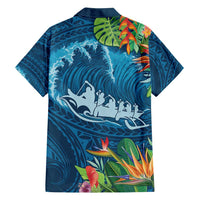 Outrigger Canoe Blue Family Matching Tank Maxi Dress and Hawaiian Shirt On The Waves