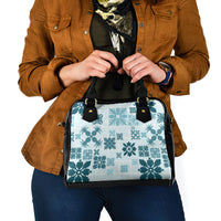 Vintage Hawaii Shoulder Handbag Hawaiian Quilt Kapa Mismatch Teal LT7 - Polynesian Pride