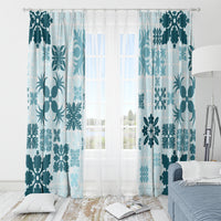 Vintage Hawaii Window Curtain Hawaiian Quilt Kapa Mismatch Teal LT7 - Polynesian Pride