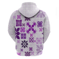 Vintage Hawaii Hoodie Hawaiian Quilt Kapa Mismatch Purple LT7 - Polynesian Pride