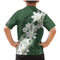 Ia Orana Tahiti Tiare Family Matching Mermaid Dress and Hawaiian Shirt Sage Green Lei LT7 - Polynesian Pride