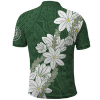 Ia Orana Tahiti Tiare Polo Shirt Sage Green Lei - Polynesian Pride